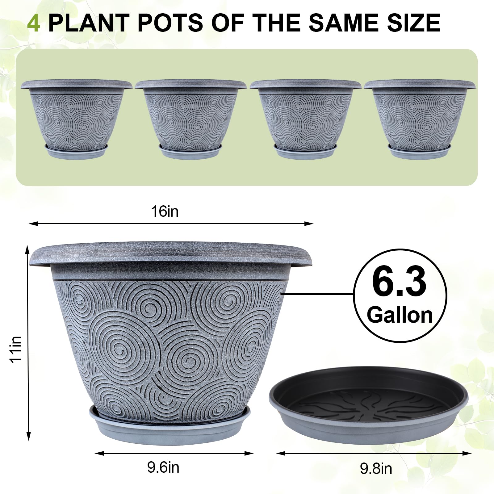 Fodetyff size comparison showing 16 inch pot scale for proper plant fit