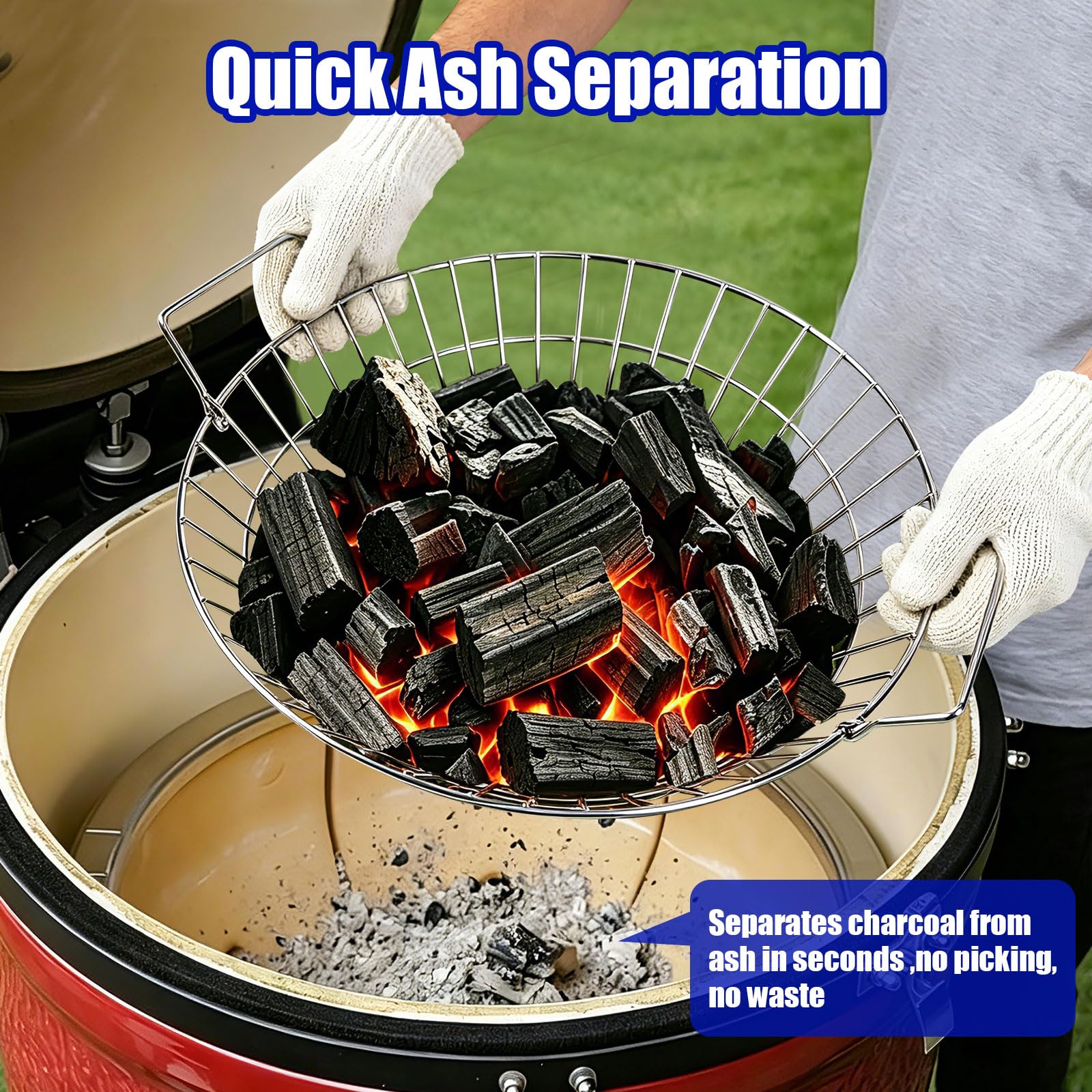 foedo ash removal action dropping ash while preserving reusable charcoal