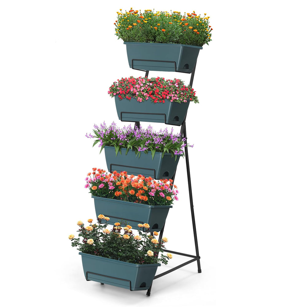 Fogein front view assembled showing tiered planters and compact footprint benefit