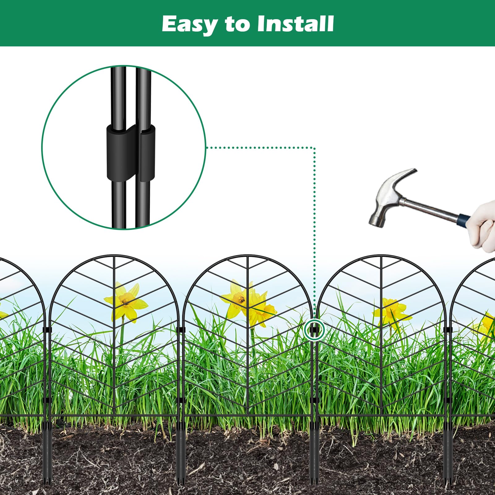 Fogein fences installed as straight garden edge protecting plants effectively