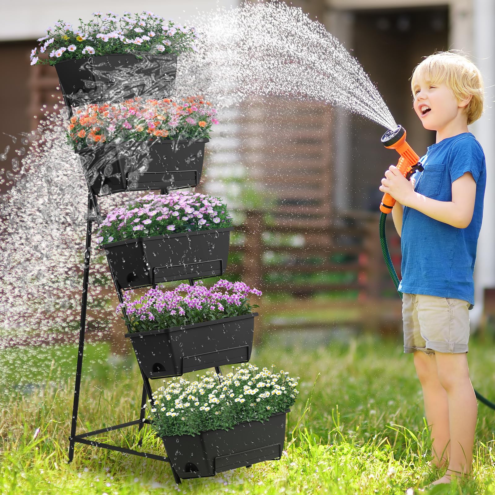 Fogein scale comparison with garden tools highlighting compact footprint
