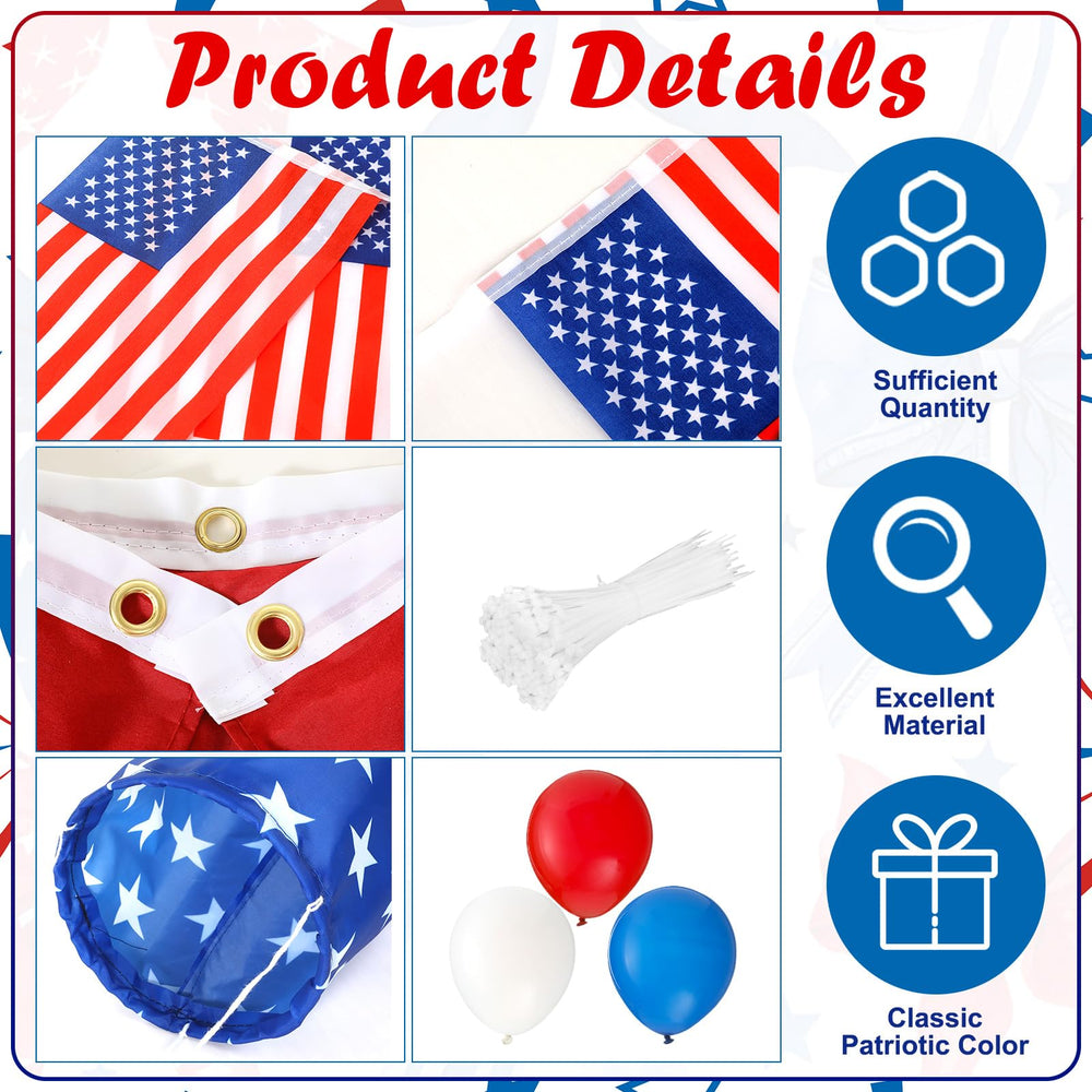 Foilswirl red white blue balloon cluster enhancing color and volume benefit
