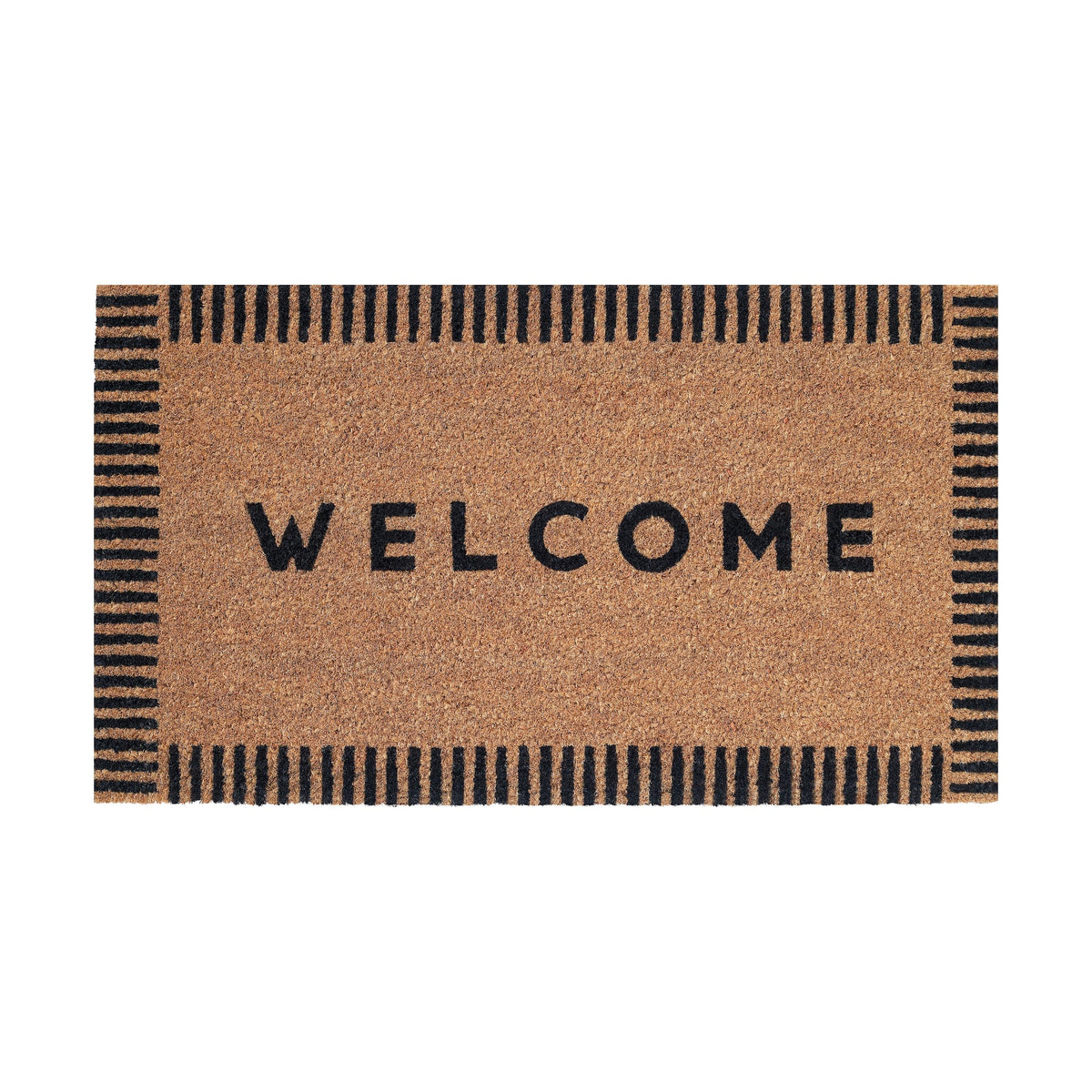 Folkulture front view door mat showing rustic welcome aesthetic and durable cleaning benefit