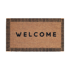 Folkulture front view door mat showing rustic welcome aesthetic and durable cleaning benefit