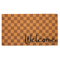 Folkulture front view of doormat showing welcome look and sturdy scrape action