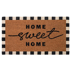 Folkulture front view scalloped doormat showing welcome design and curb appeal