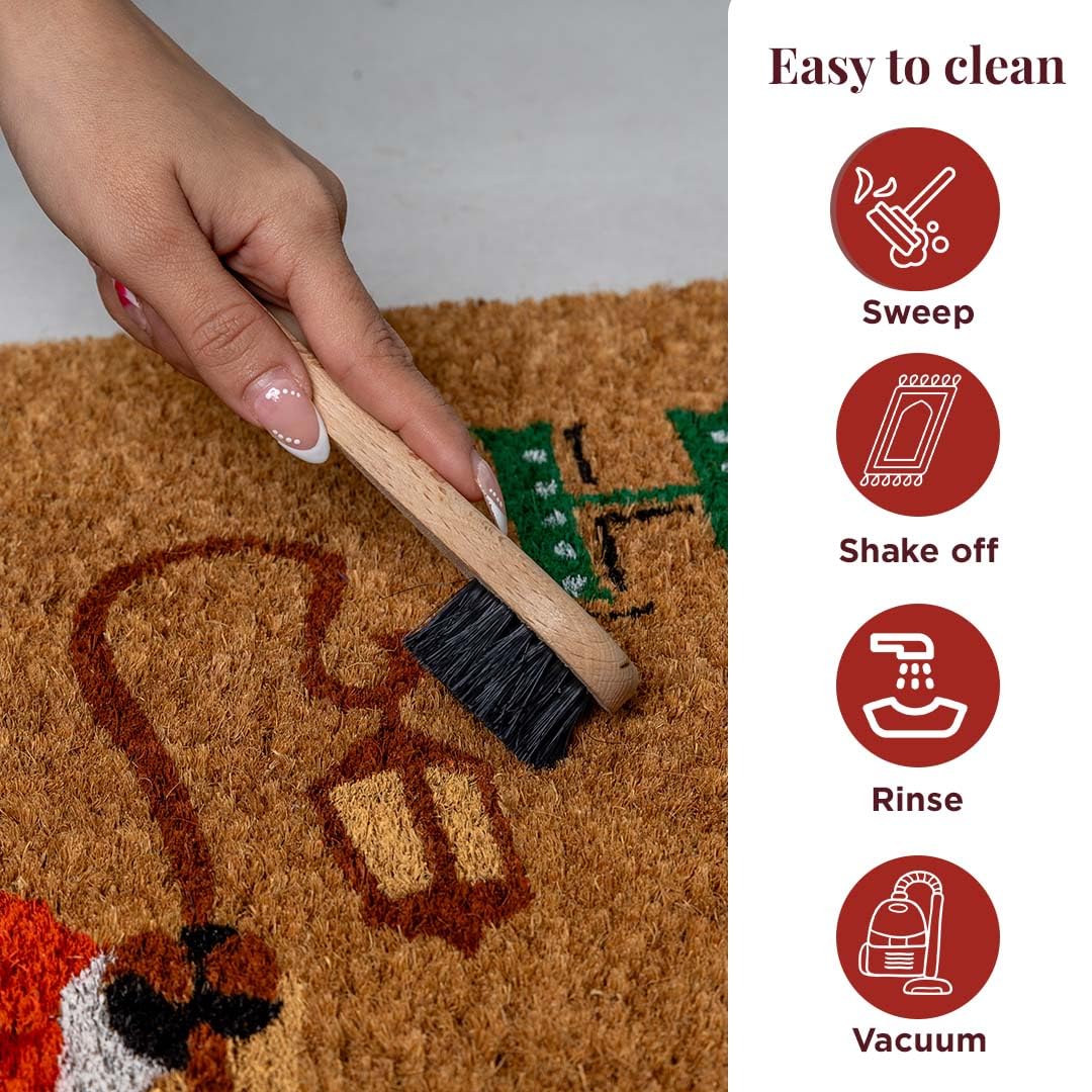 Folkulture door mat on porch showing seasonal decor and protected entry benefit
