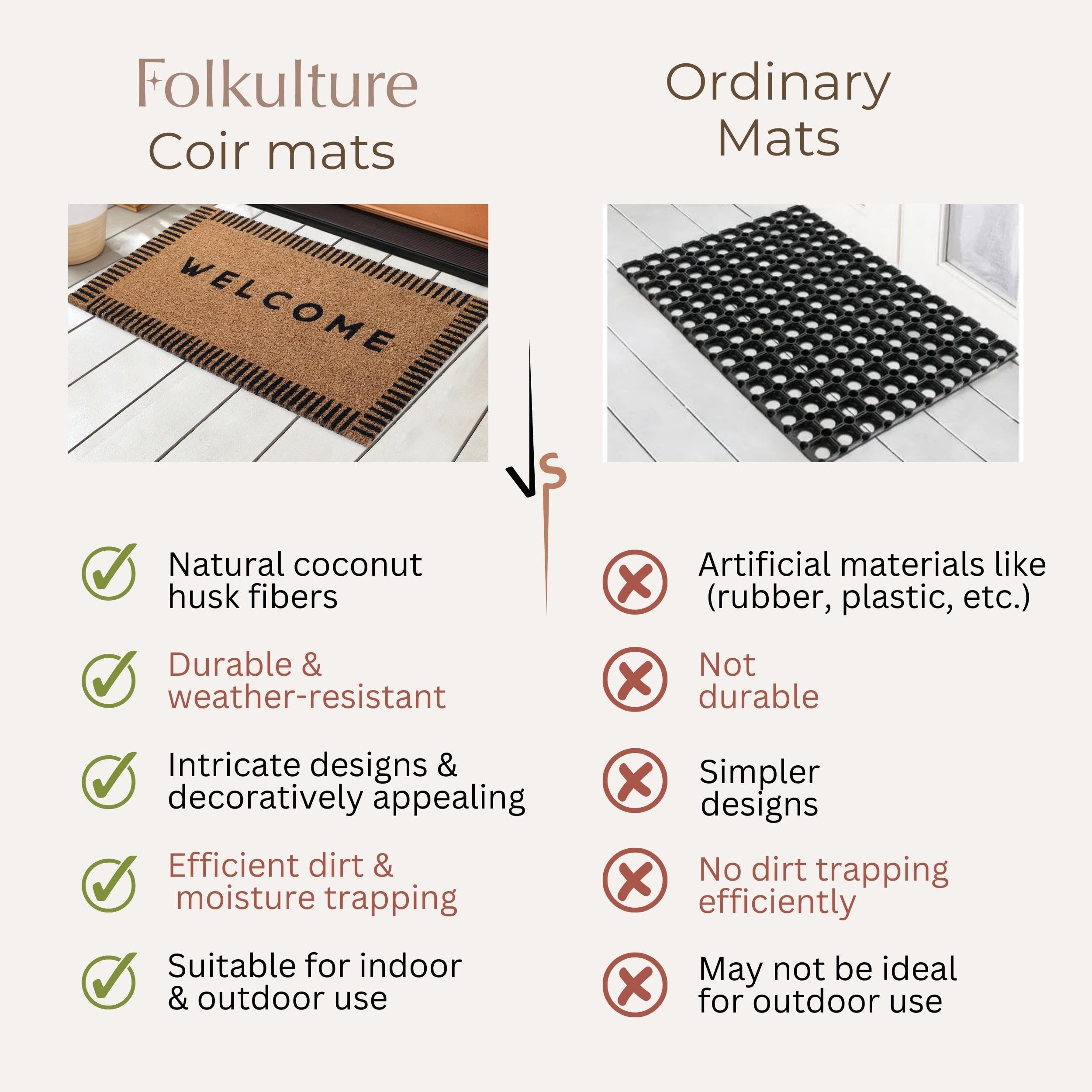 Folkulture mat with shoes wiping demonstrating effective dirt removal before entering