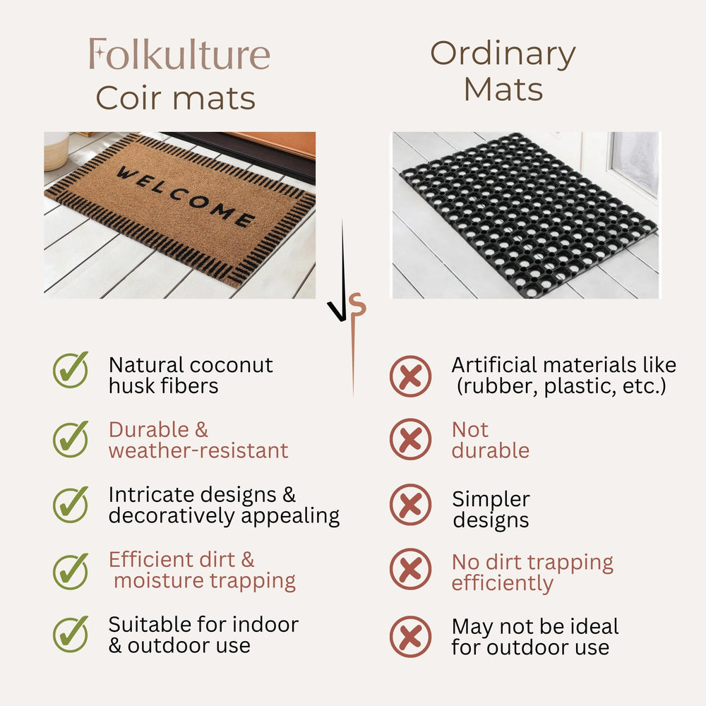 Folkulture mat with shoes wiping demonstrating effective dirt removal before entering