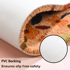 Folkulture latex backing detail preventing slips and stabilizing mat