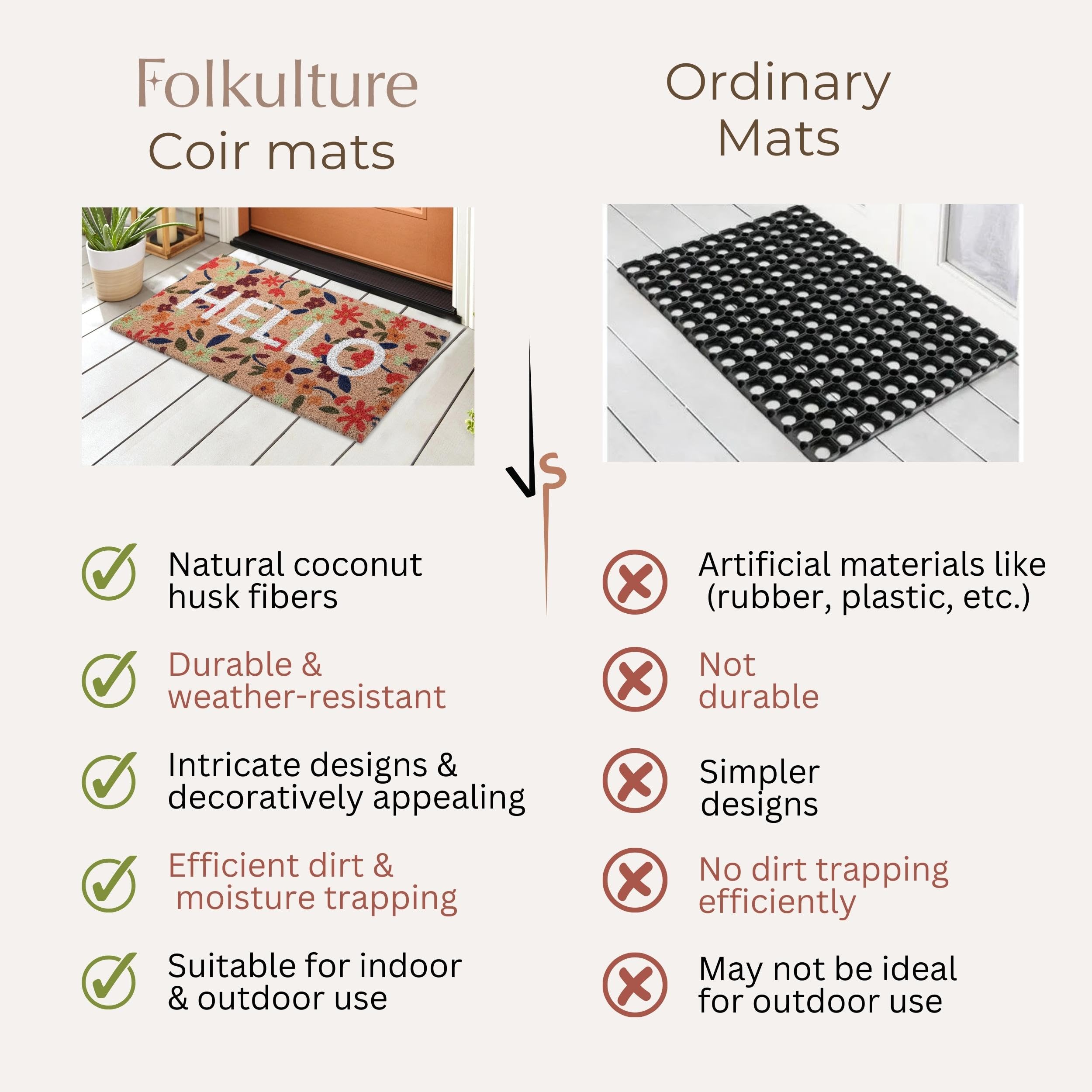 Folkulture mat beside potted gourds enhancing autumn décor instantly