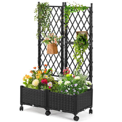 FOLLOOK front view of 4-foot planter pack showing trellis and box, enhances vertical gardening