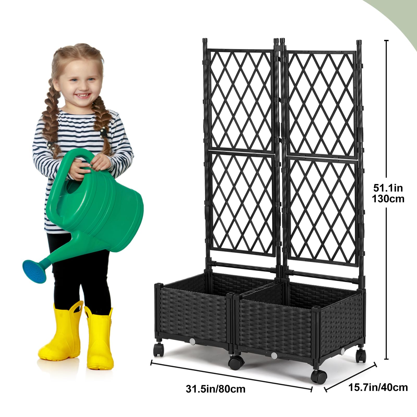 FOLLOOK planter filled with soil and vines in use, simplifies planting and harvest