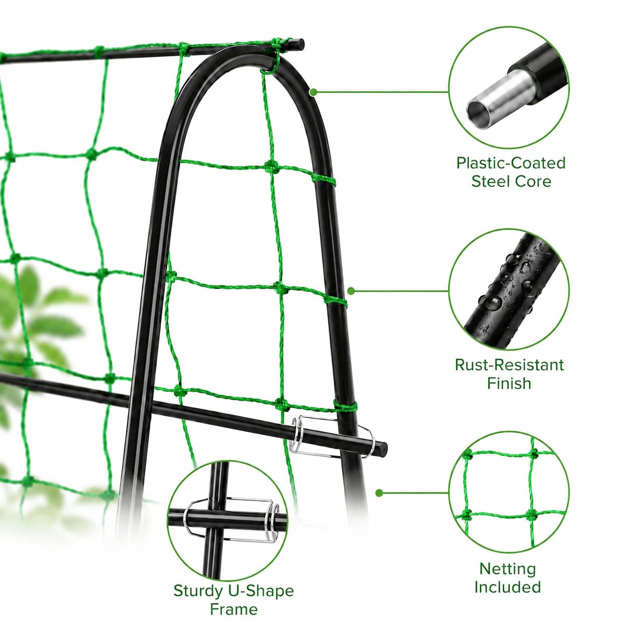FOLLOOK close-up of plastic-coated steel frame showing rust-resistant durability