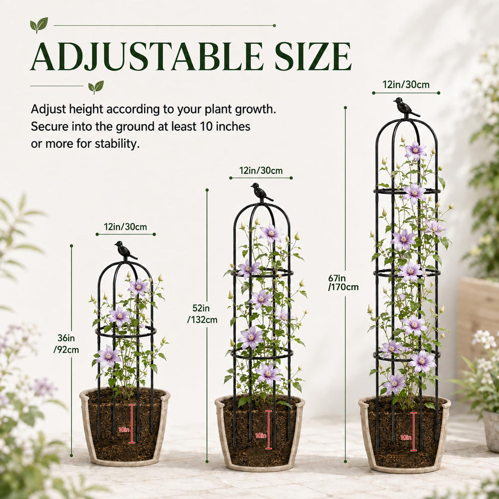 FOLLOOK trellis height shown with hand for scale and easy placement benefit