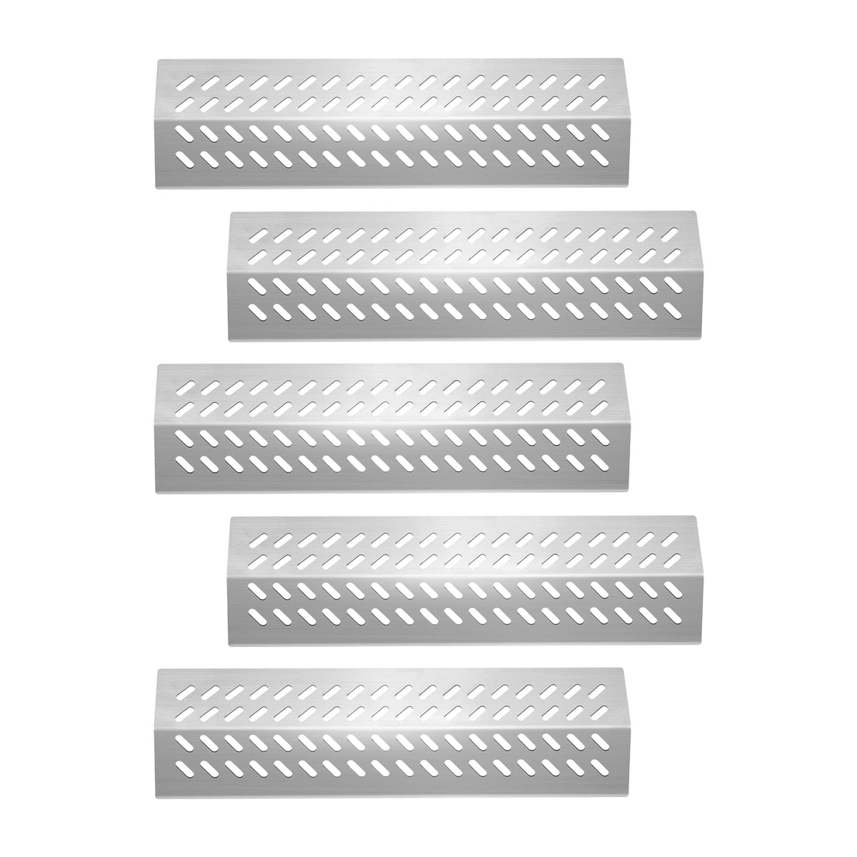 Folocy front view of five replacement heat plates showing durable finish and fit benefits