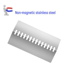 Folocy heat plate beside ruler showing 17 5/8 inch length for accurate sizing verification