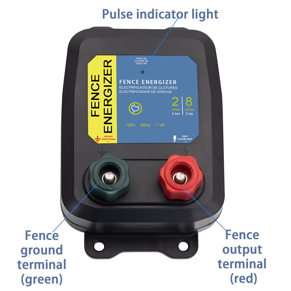 folosem PE2 mounted on fence post with insulated lead delivering reliable pulses