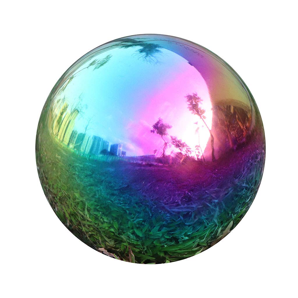 Folytiy rainbow stainless steel globe front view showing mirror finish and decorative impact