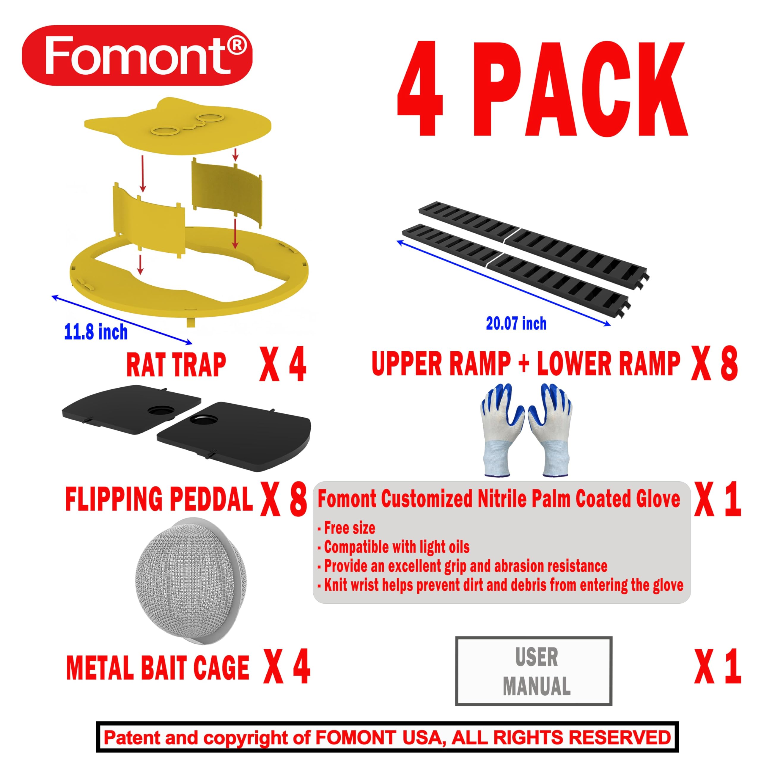 Fomont packaging and label shot highlighting product specs and easy setup