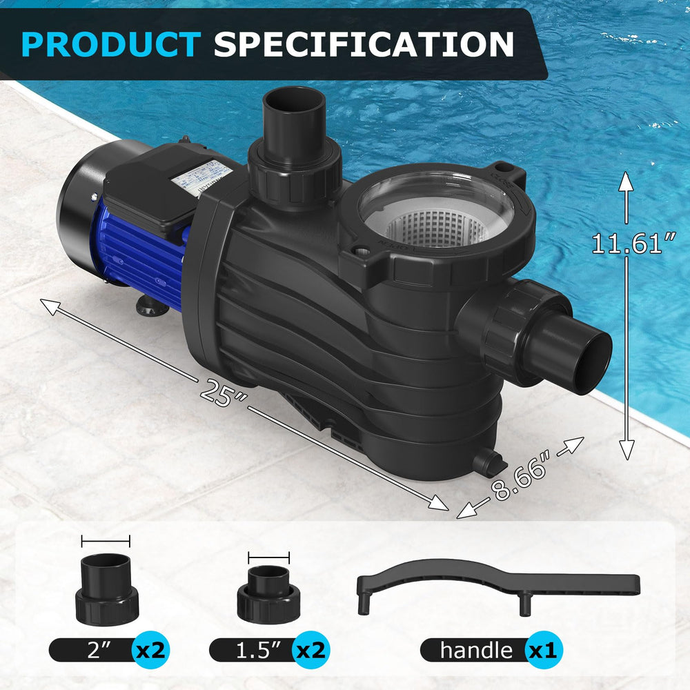 FONDGARI next to hands for scale showing compact durable 2HP pump