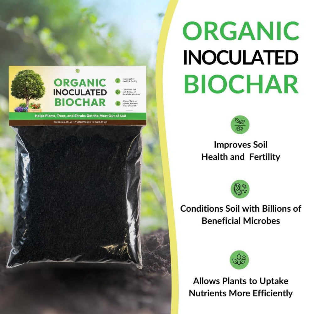 FOOP pouring biochar into potting mix showing easy blending and immediate microbial benefit