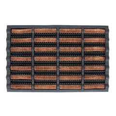 FOOTMATTERS Ninamar front view showing full 24x16 tray and coir bristles protecting floors