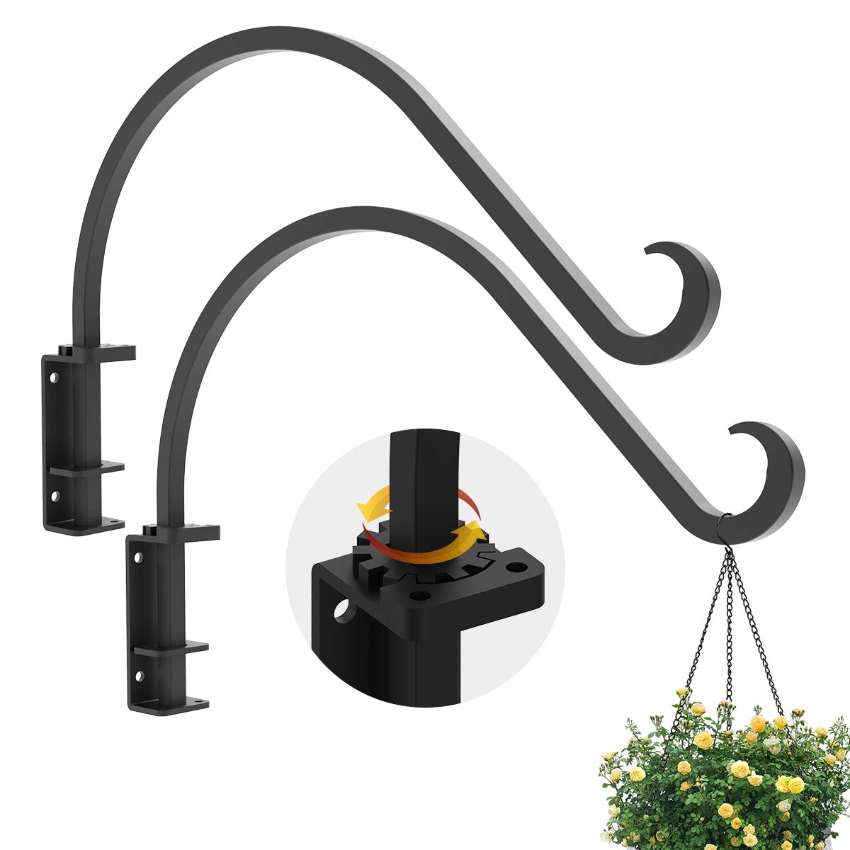 Foozet front view of black iron bracket shows sturdy design and easy mounting