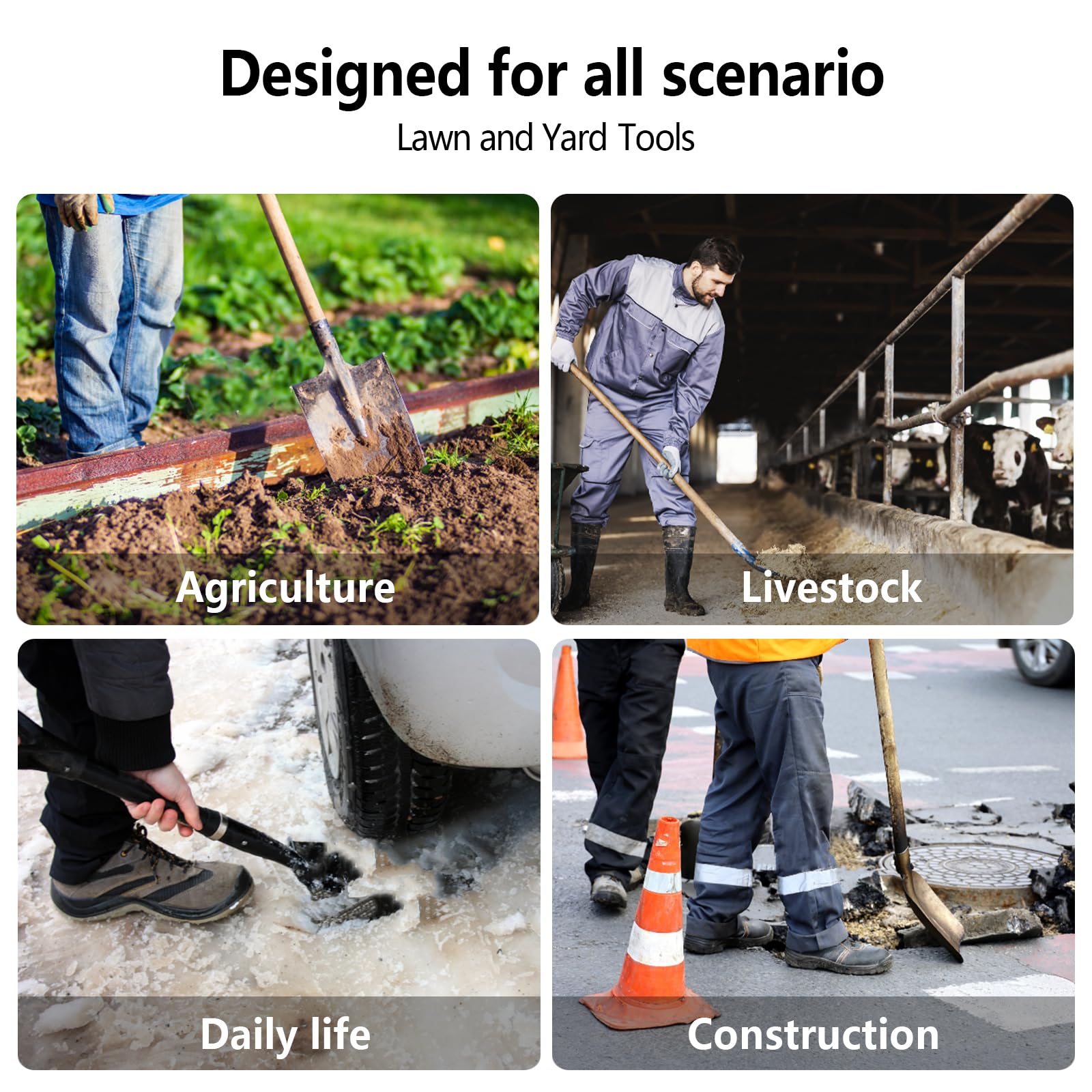 FORCOLID lifestyle scene with shovel and gardener showing comfort for long tasks