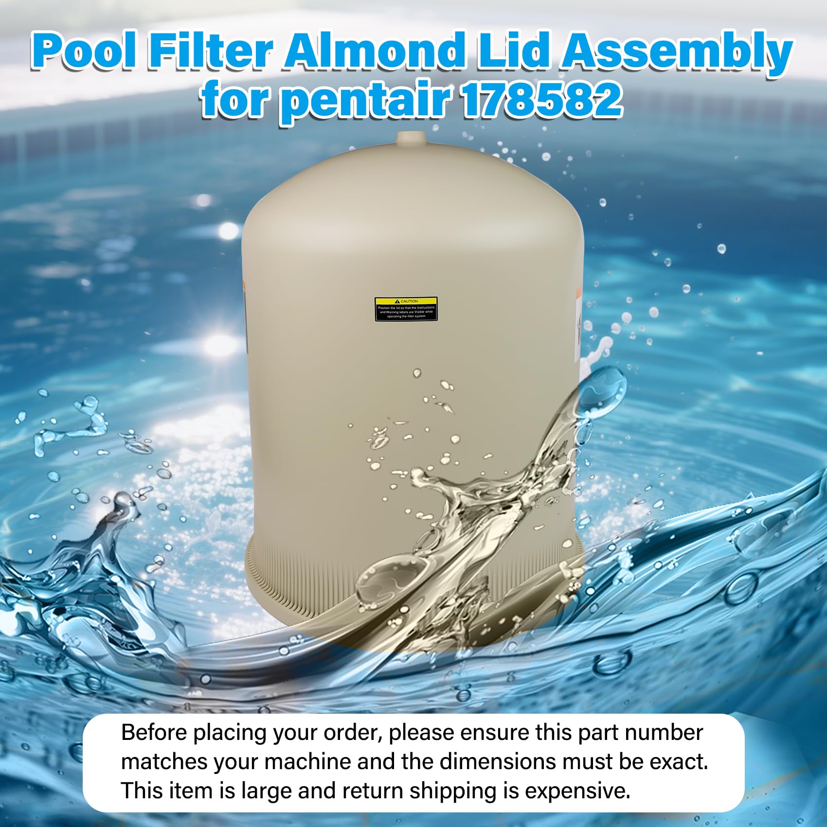 FOREBEN almond lid installed on Pentair filter demonstrating restored seal