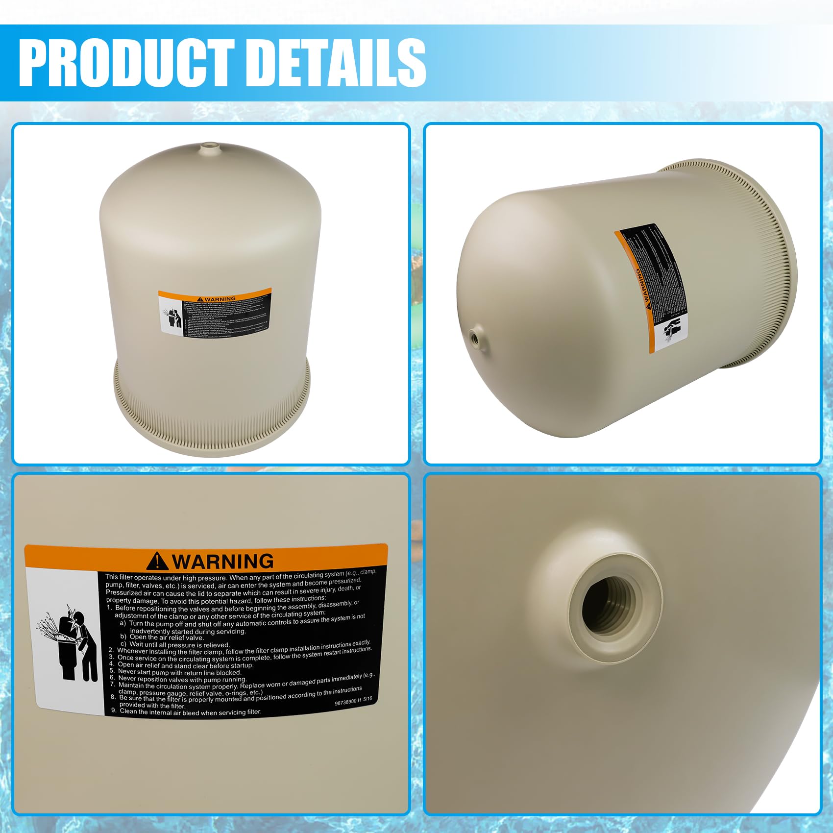 FOREBEN almond lid in pool equipment area showing reliable replacement