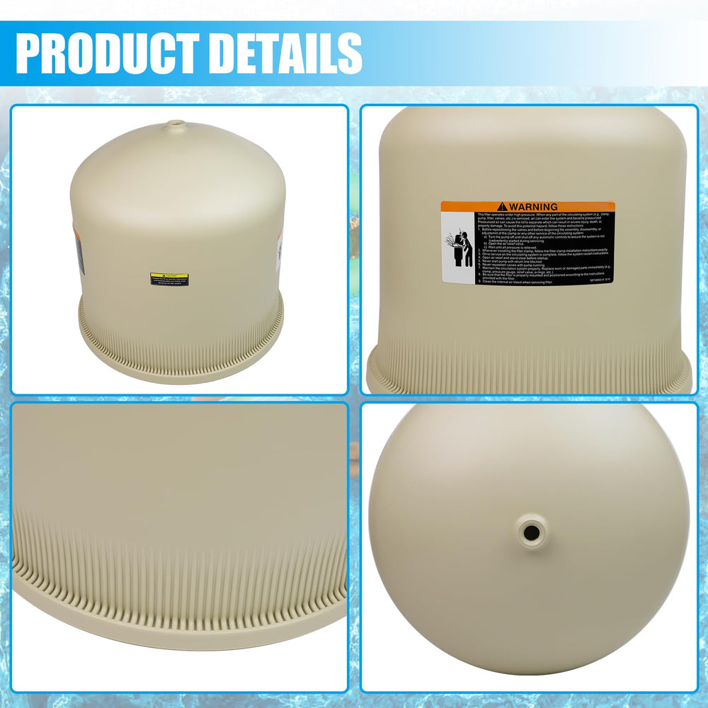 FOREBEN almond lid on poolside filter illustrating reliable outdoor durability
