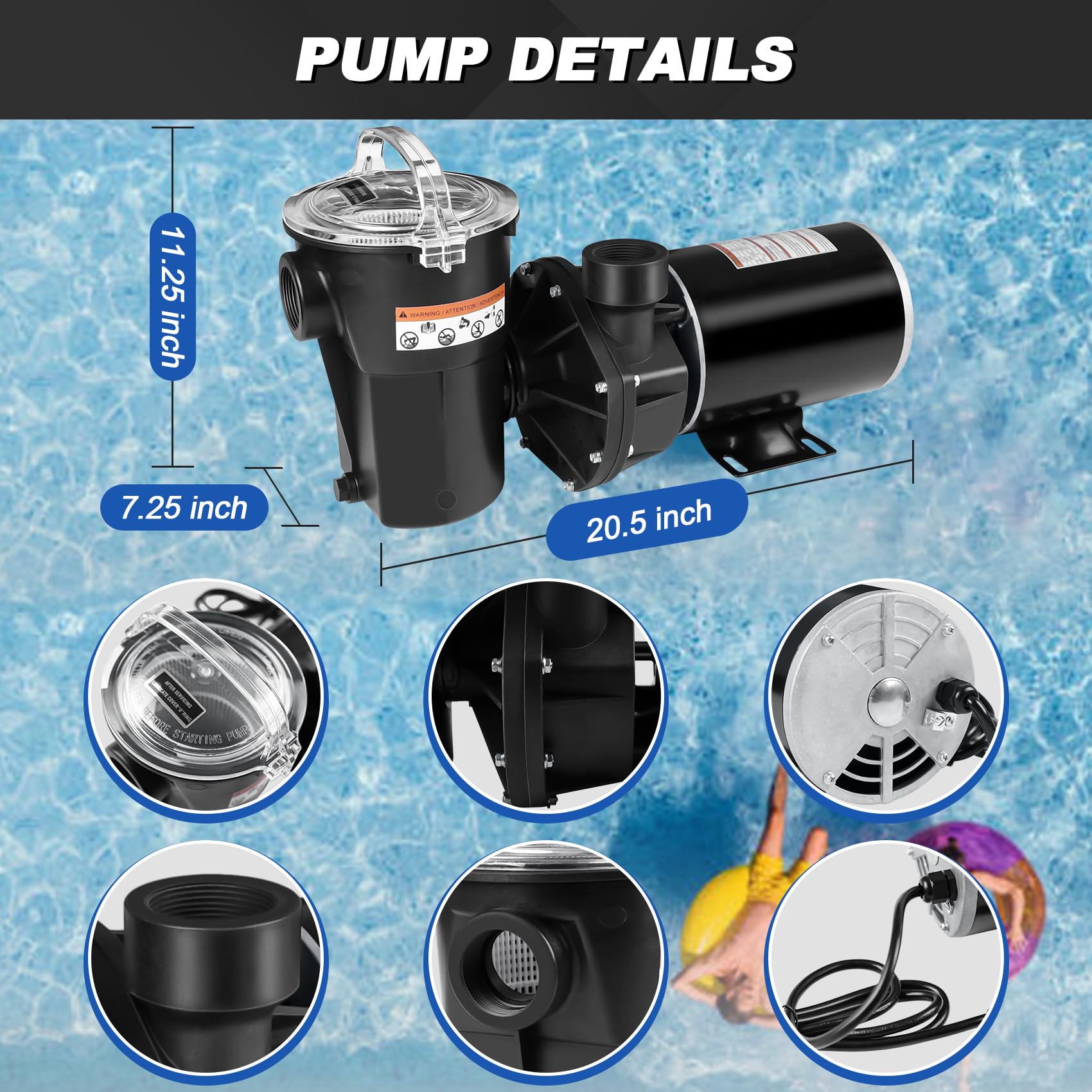 FOREBEN pump beside tape measure showing compact size for fitment