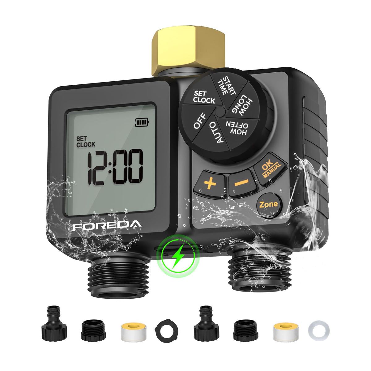 FOREDA front view showing dual outlets and robust build for easy control