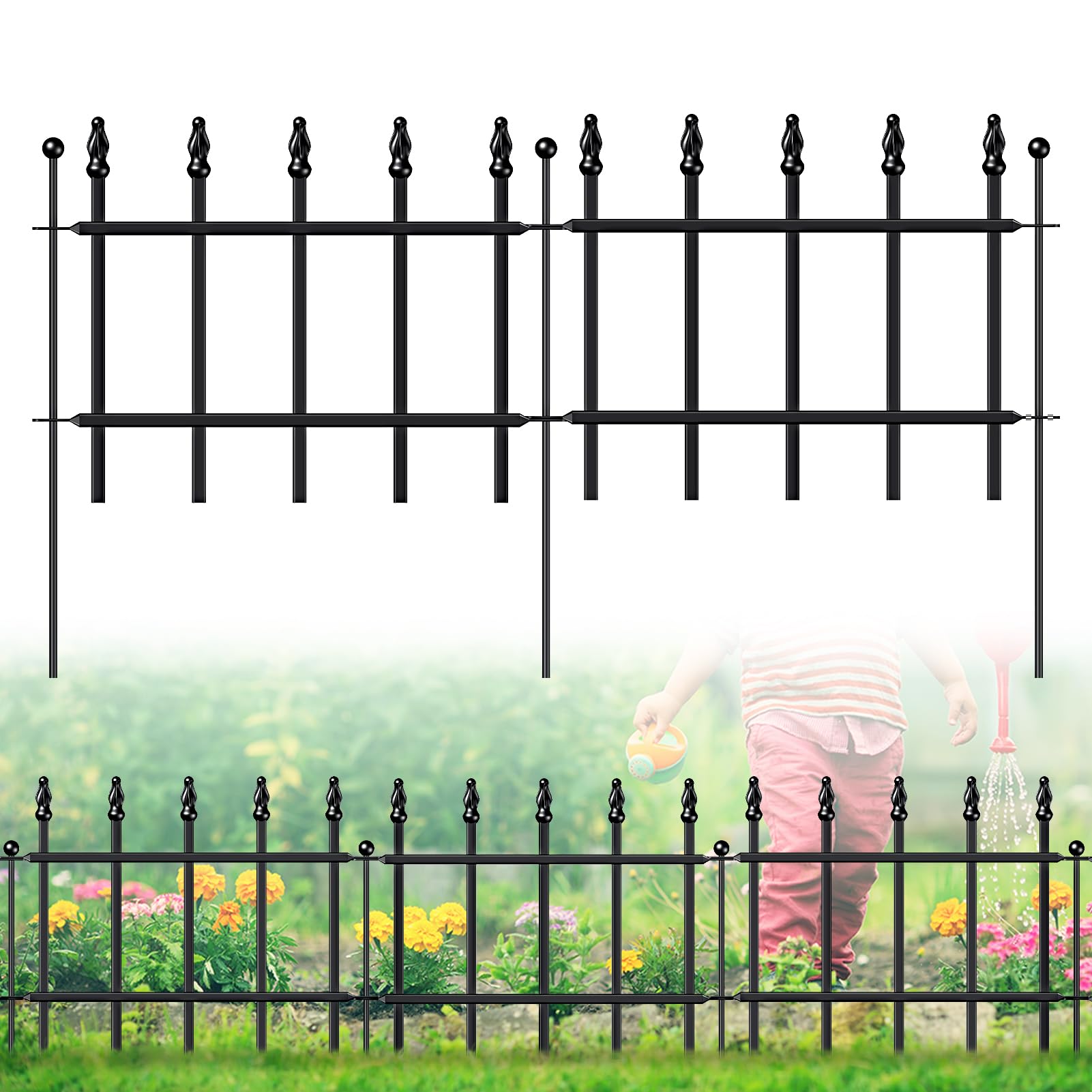 FOREHOGAR front view of assembled fence showing tidy garden edging