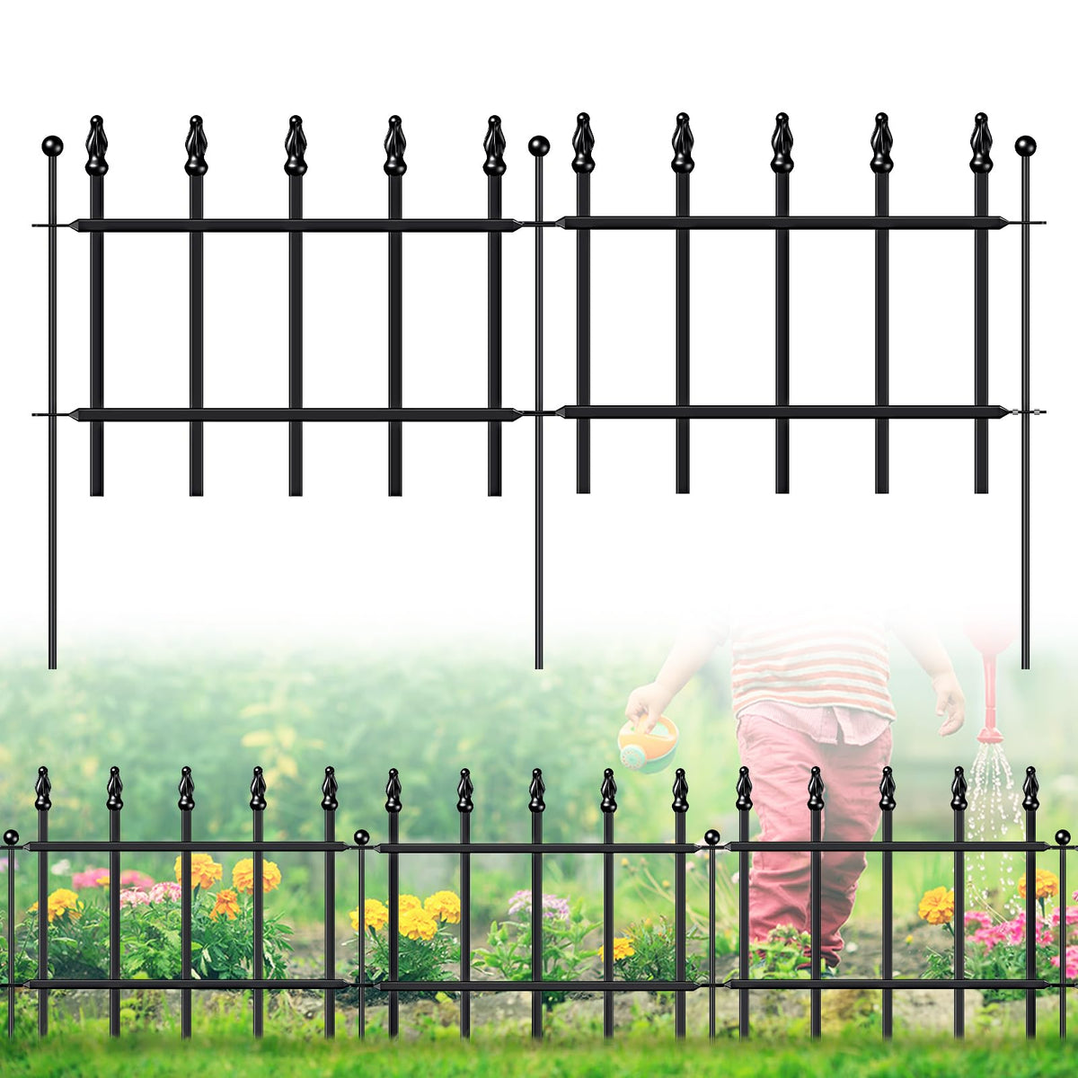 FOREHOGAR front view of assembled fence showing tidy garden edging