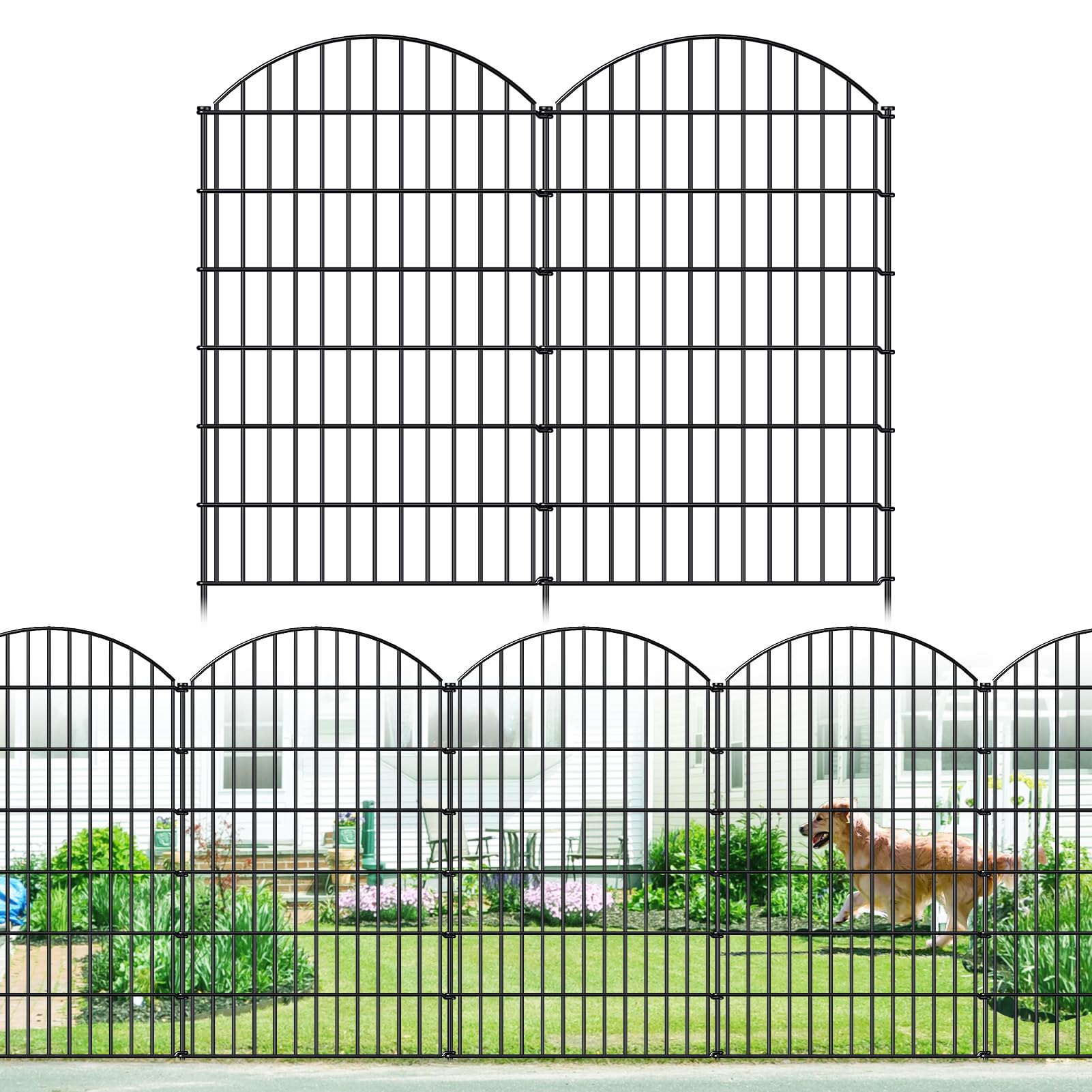 FOREHOGAR front view of five-panel fence showing full 48-inch height for security