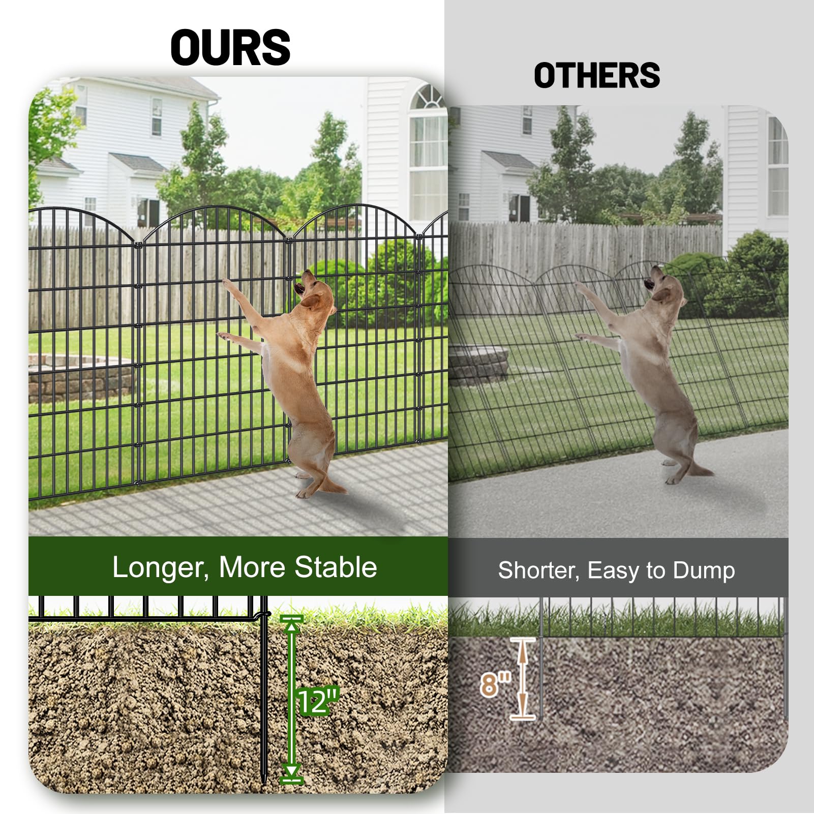 FOREHOGAR fence installed in yard protecting flower bed with neat border
