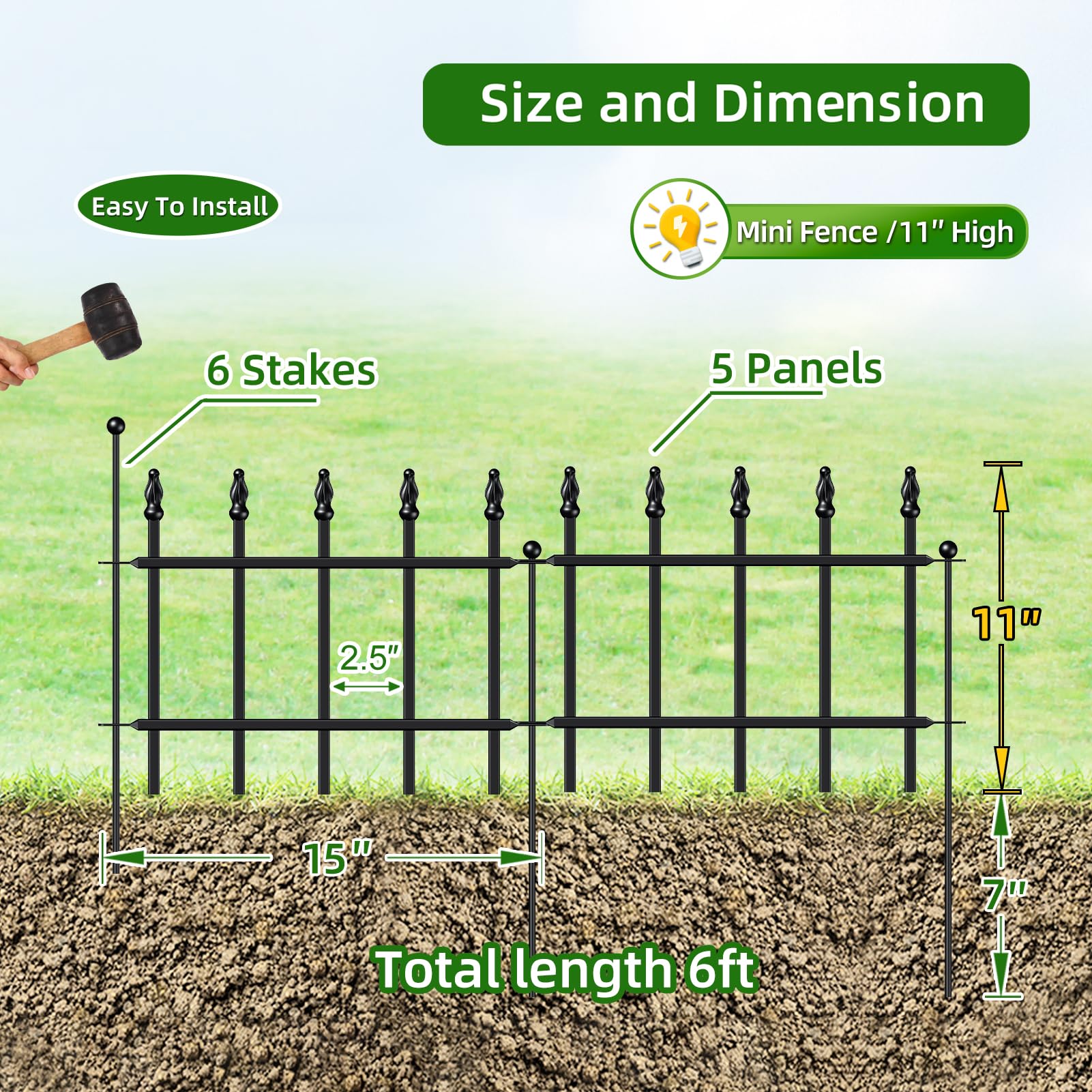 FOREHOGAR stake close-up showing sturdy metal and deep-ground grip