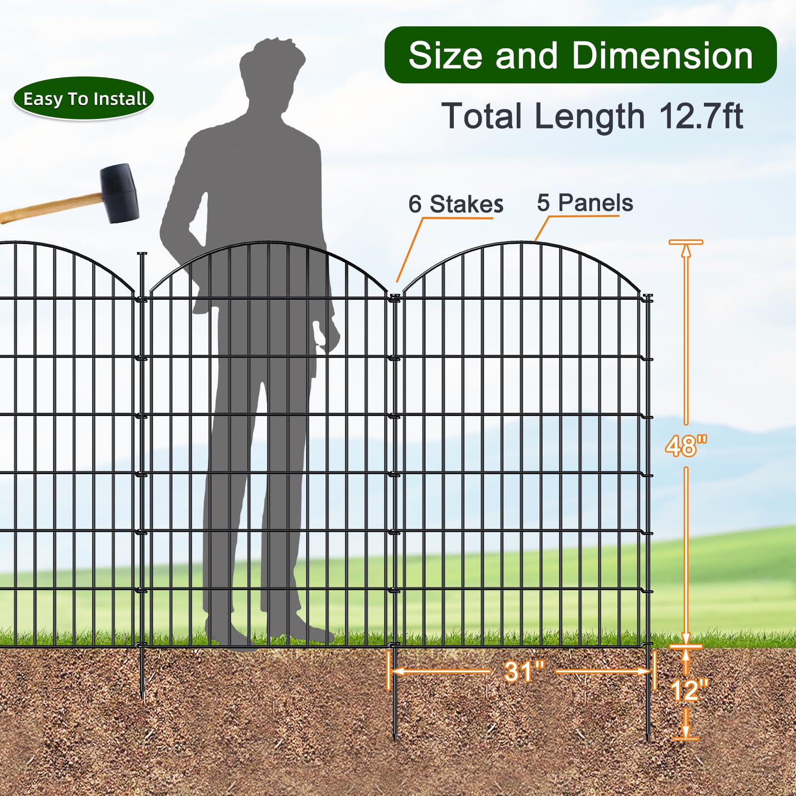 FOREHOGAR steel stake close-up illustrating 10mm diameter and ground anchoring