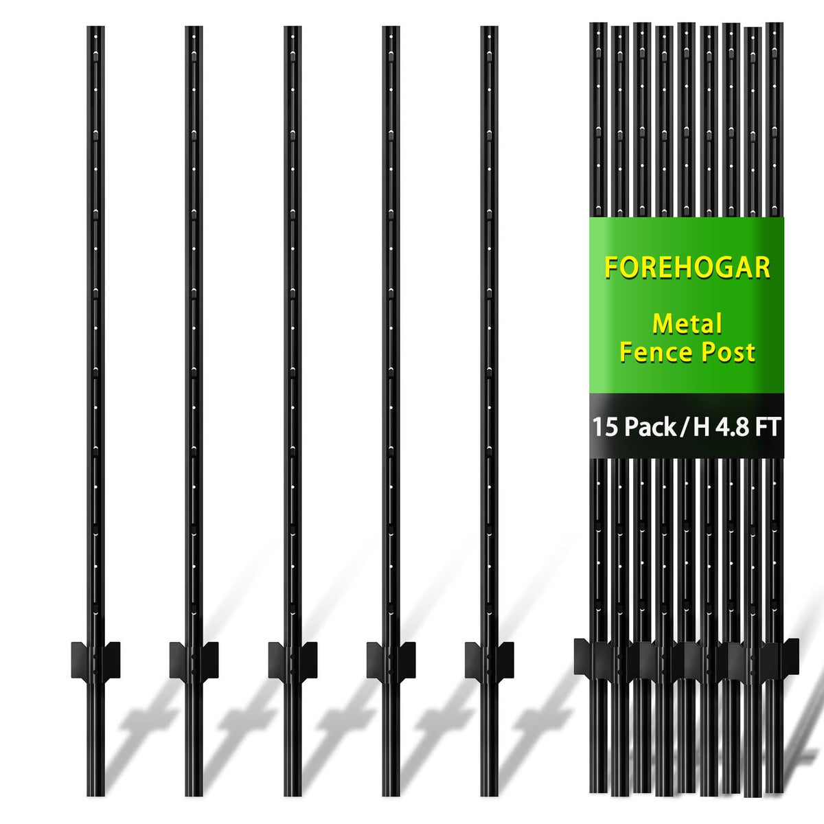 FOREHOGAR front view of 15-pack posts showing complete set and quick-install benefit