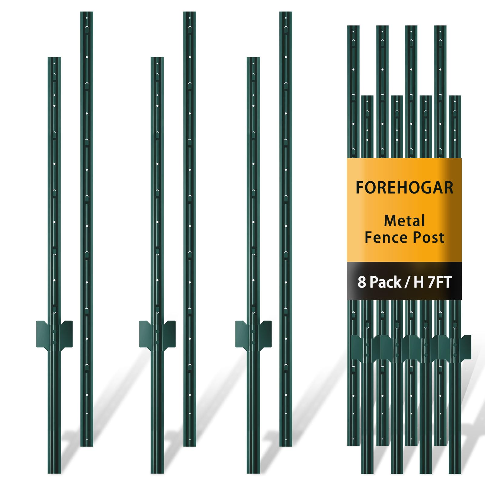 FOREHOGAR front view of 8-pack posts showing ready-to-install kit and clear benefit