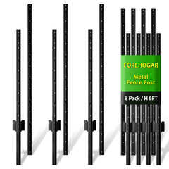 FOREHOGAR 8-pack front view showing black splicing T-posts and packaging, easy storage benefit