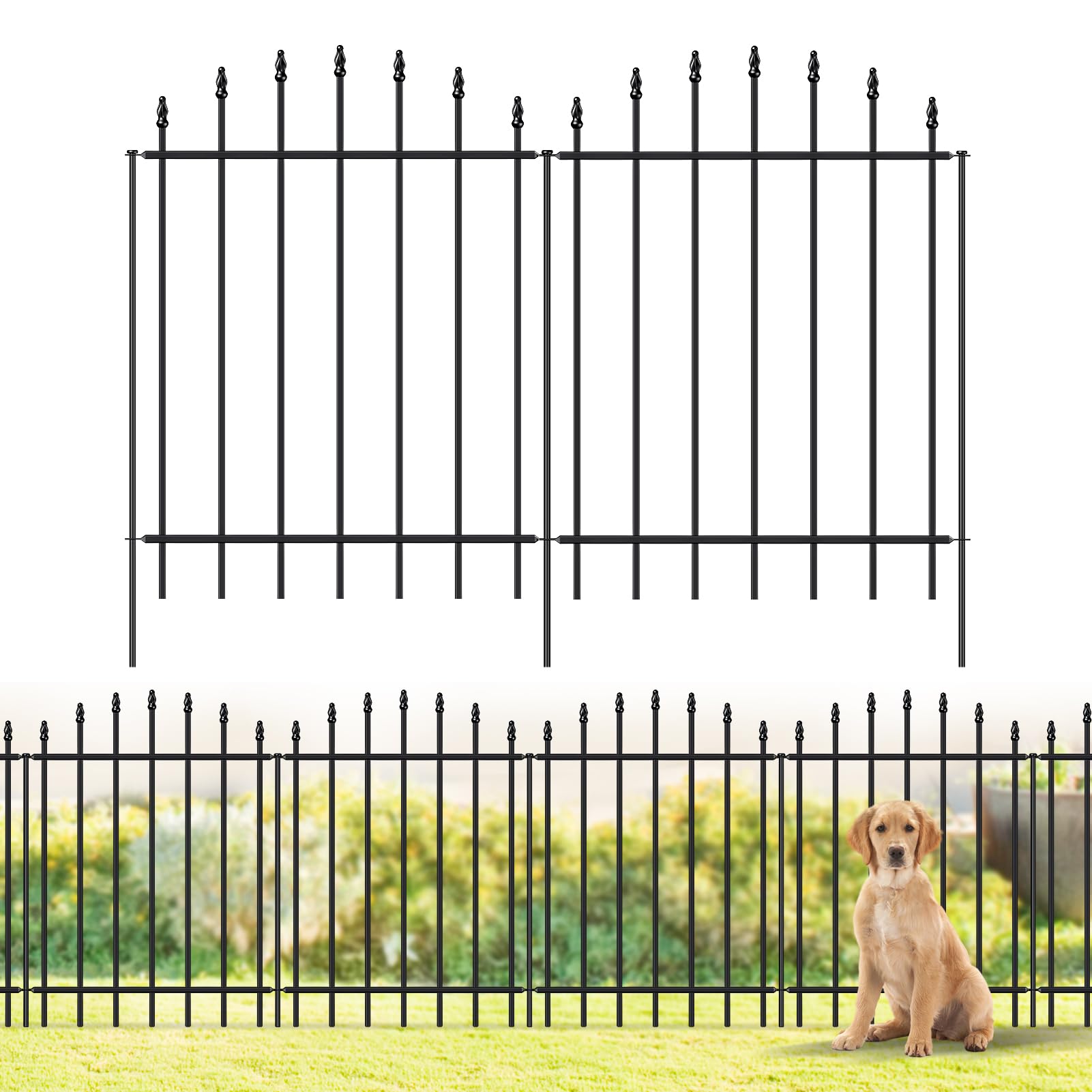 FOREHOGAR front view of six-panel fence bundle showing neat decorative finish and ease of setup