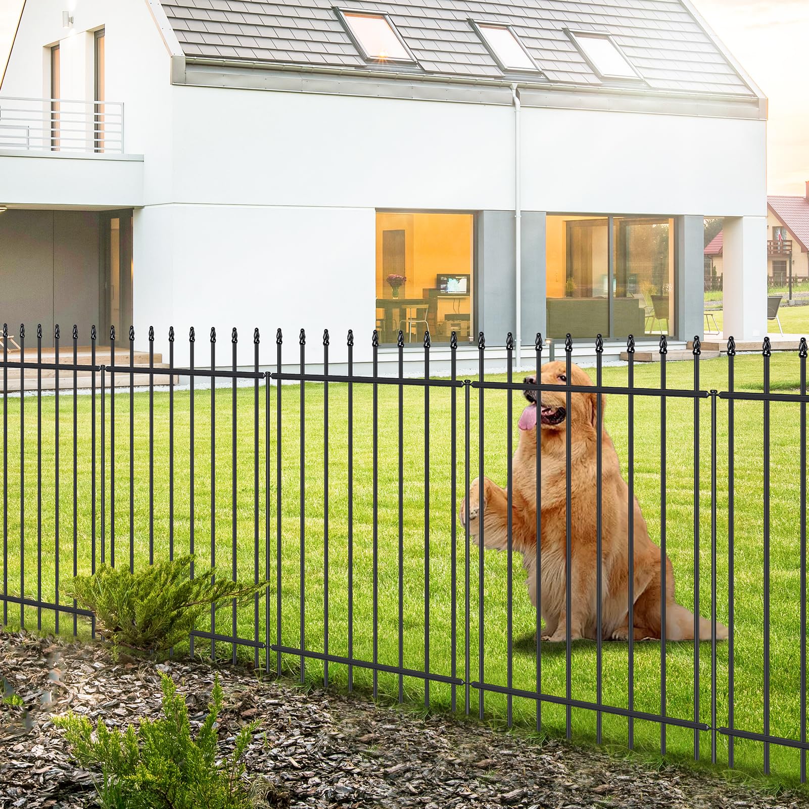 FOREHOGAR front view of assembled fence kit showing neat border and instant curb appeal