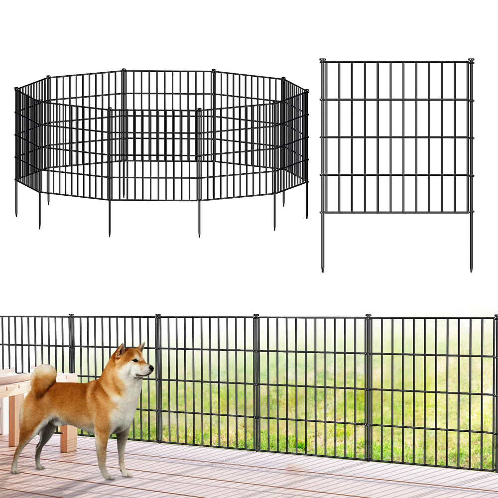 FOREHOGAR front view of full fence kit showing panels and stakes, easy setup benefit