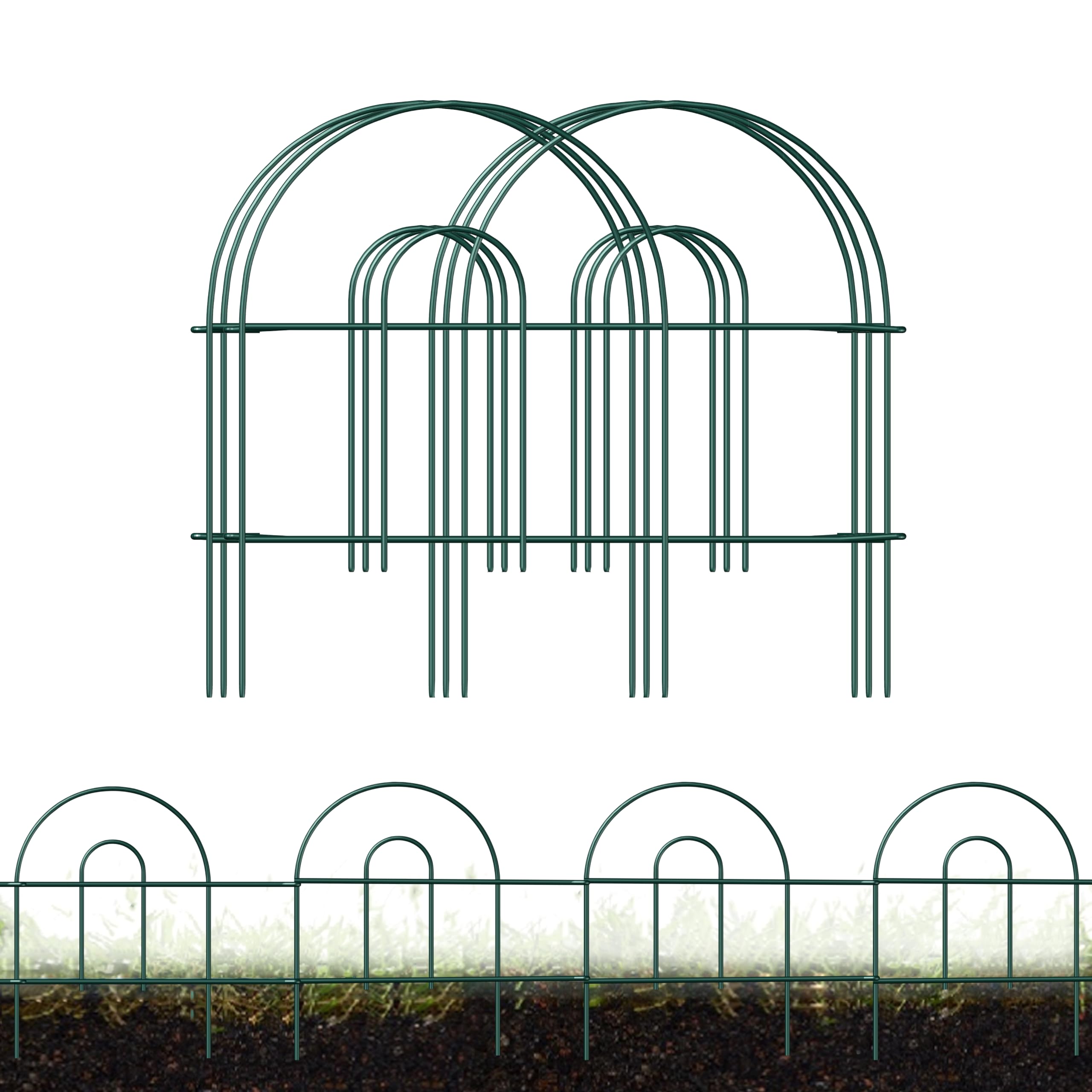 FOREHOGAR front view of full 18x50ft fence showing decorative border and easy setup