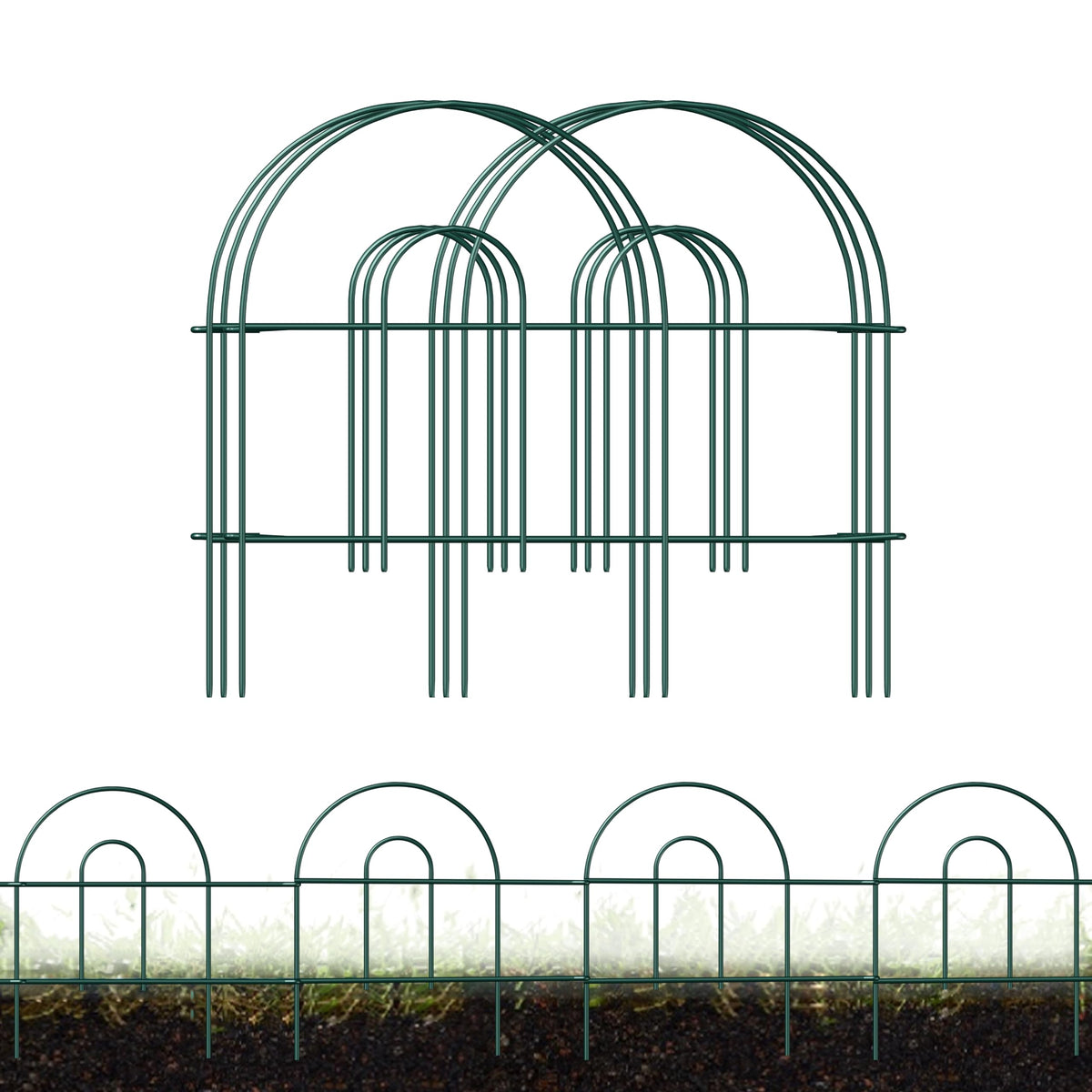 FOREHOGAR front view of full 18x50ft fence showing decorative border and easy setup