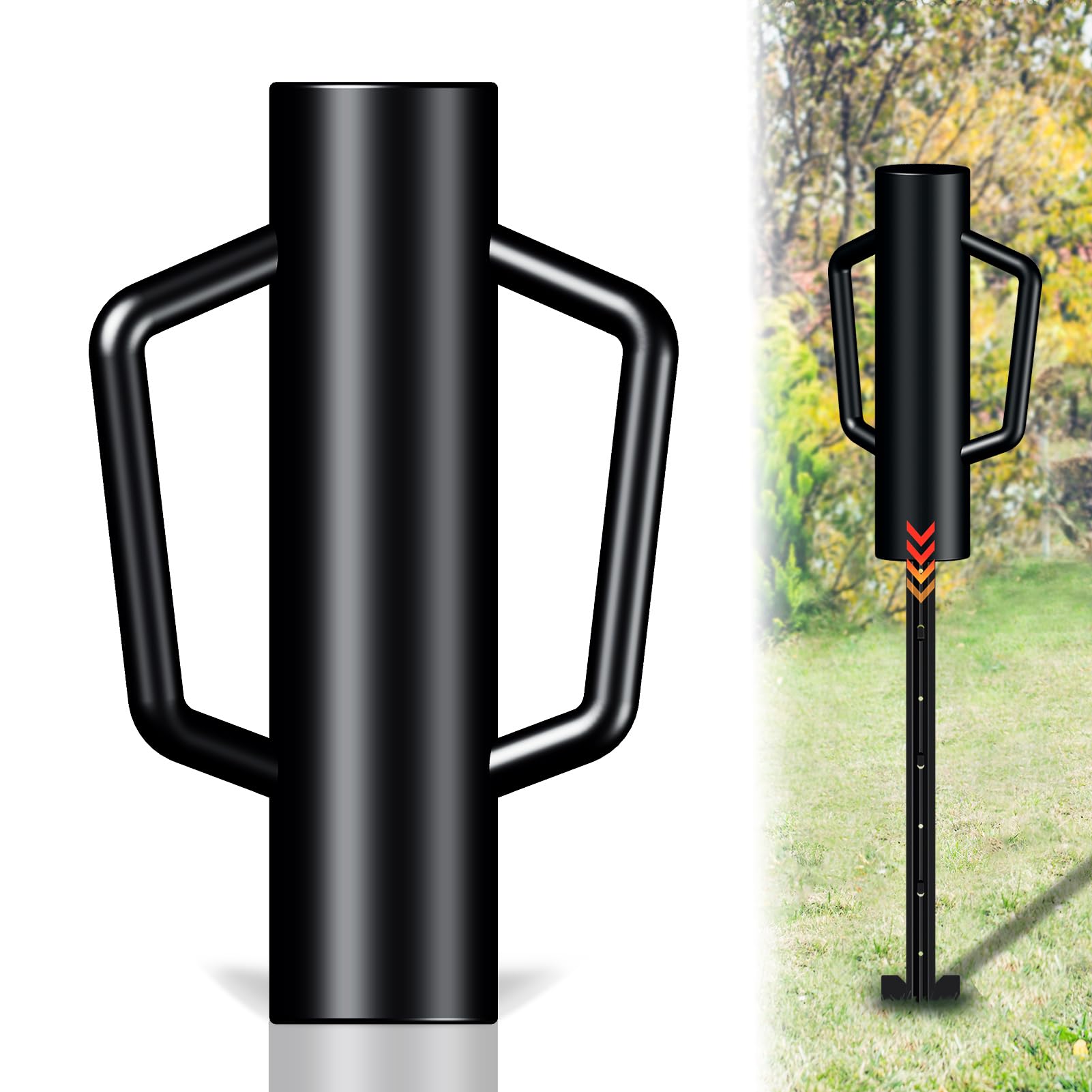 FOREHOGAR front view of post driver showing durable steel and finish for long life