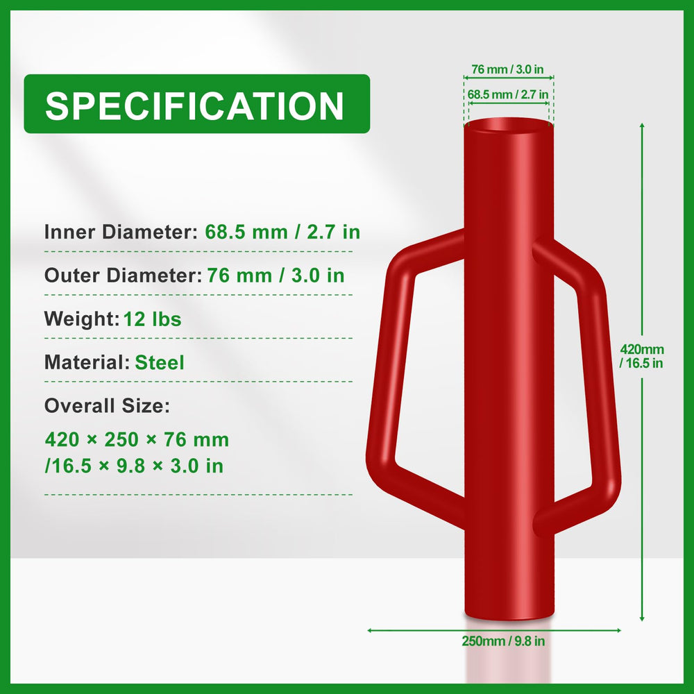 FOREHOGAR inner diameter detail showing 2.7-inch fit for secure post striking